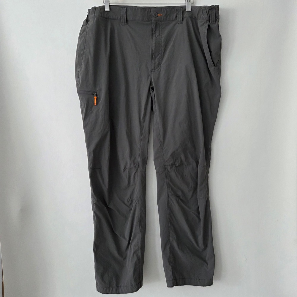 Orvis Mens‎ XXL 32 Gray Outdoor Hiking Pants Nylon Stretch Cargo Pocket Trail